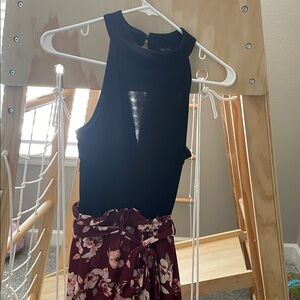 Black and Floral Pantsuit